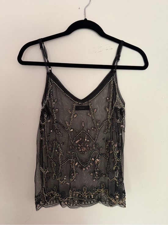 Atelier Sona Tops - Sona Sheer Black Beaded Tank